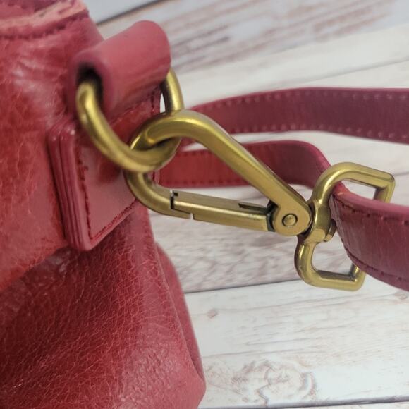 Elliot Lucca Satchel handbag purse Red leather - Picture 5 of 10